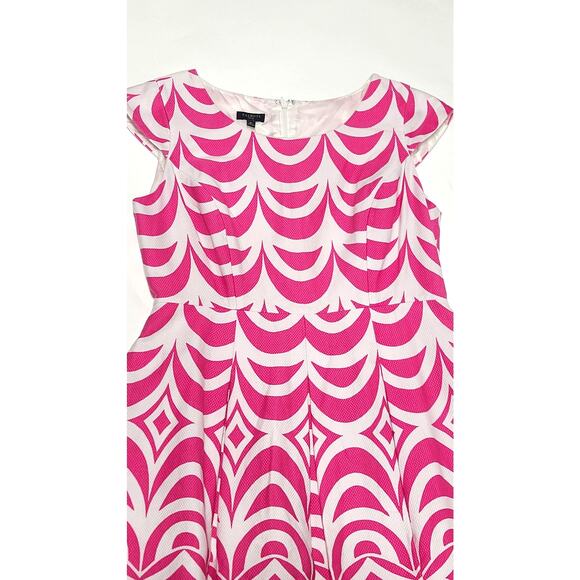 Talbots pink white cap sleeve A-line dress women's 8 petite - Picture 4 of 8